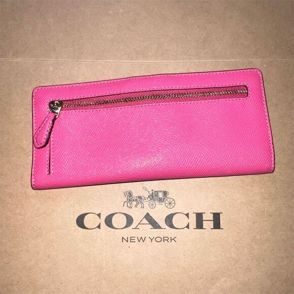 COACH Slim Wallet Pink w Gold Hardware PreLoved Excellent Condition AUTHENTIC - Picture 2 of 5